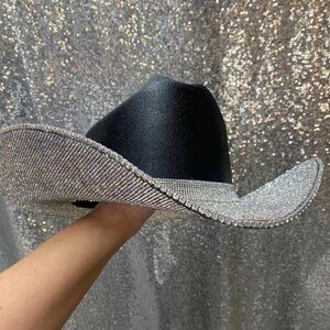 Rhinestone cowgirl black and crystal cowgirl hat